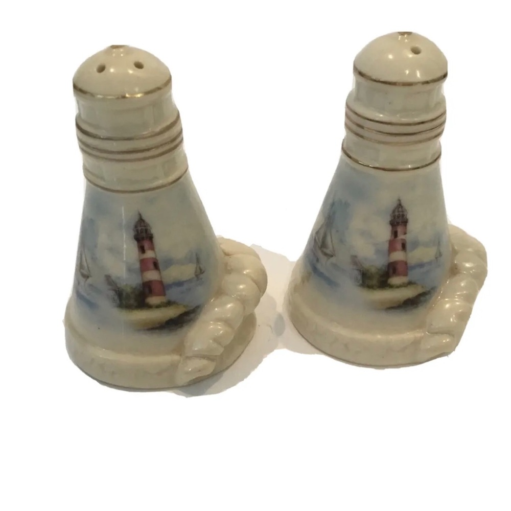 Lighthouse Salt and Pepper Shaker Set Coastal Ocean Table Decor